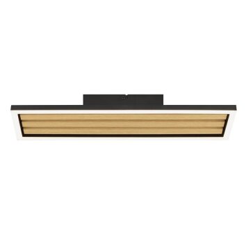 Brilliant Plafonnier LED Calma à grille de lattes en bois foncé, blanc chaud 3000 Kelvin