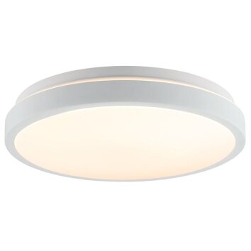 Brilliant Plafonnier Livas LED blanc, forme ronde et plate, 3000 Kelvin blanc chaud