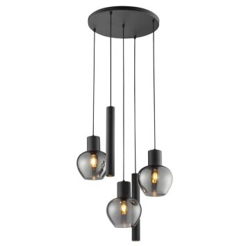 Brilliant Suspension Ligari moderne avec 3 abat-jour fumés en verre, douille E27
