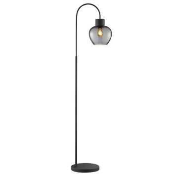 Brilliant Lampadaire Ligari moderne à bras arqué avec abat-jour en verre fumé