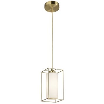 Brilliant Leuchten, suspension cage Dolly, cadre rectangulaire doré et abat-jour blanc