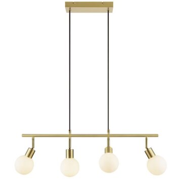 Brilliant Suspension Jorge avec 4 abat-jour ronds blancs en verre, longueur 12,5 cm