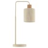 Brilliant Leuchten lampe de table bohème Arlo à bras arqué, abat-jour cylindrique beige