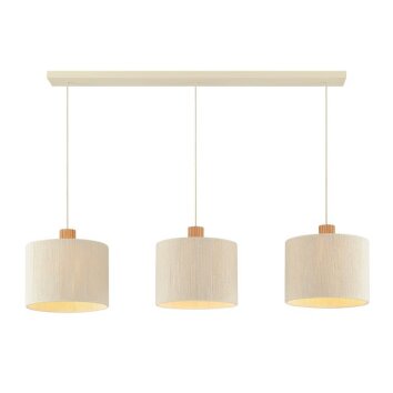 Brilliant Suspension Arlo au style bohème à 3 abat-jour cylindriques beiges en tissu