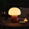 Brilliant lampe à poser LED Dupos, champignon rouge, blanc chaud 2700 Kelvin, dimmable