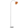 Brilliant lampadaire à arc Helen au style moderne, abat-jour demi-sphère orange