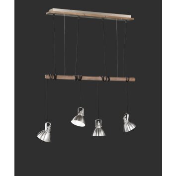 Suspension Trio-Leuchten Timber Bois foncé, 4 lumières