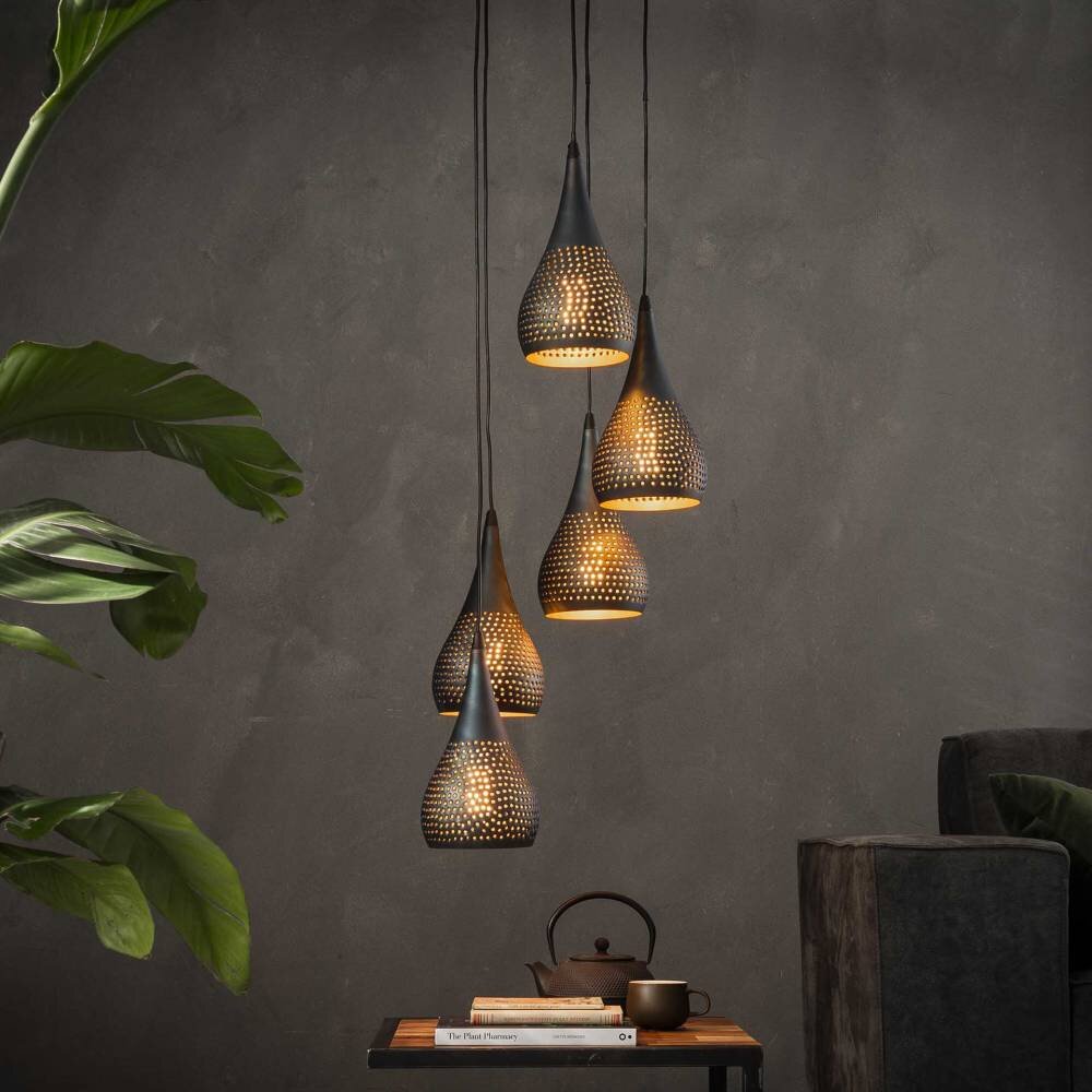 Suspension EGMOND Brun, Noir, 5 lumières main product photo