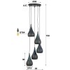 Suspension EGMOND Brun, Noir, 5 lumières