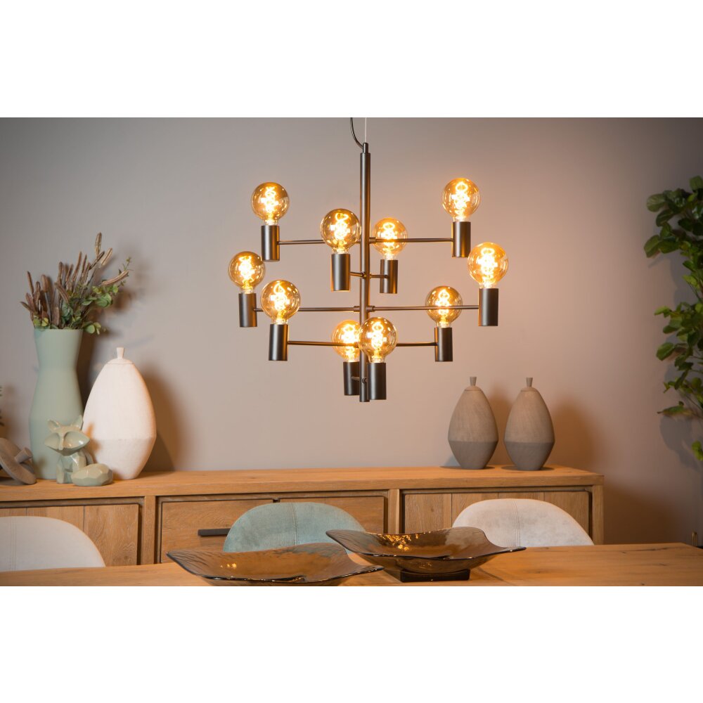 Suspension Lucide LEANNE Noir, 10 lumières main product photo