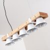 Suspension Oksbol Bois clair, Blanc, 5 lumières