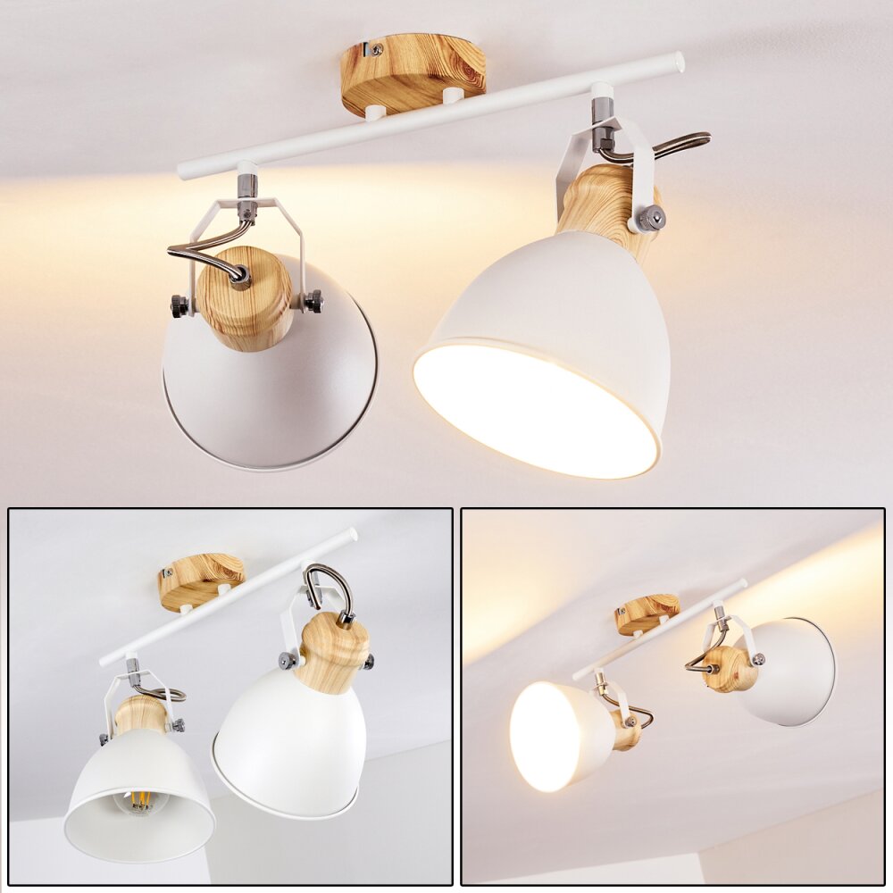 Plafonnier Banjul Bois clair, Blanc, 2 lumières main product photo