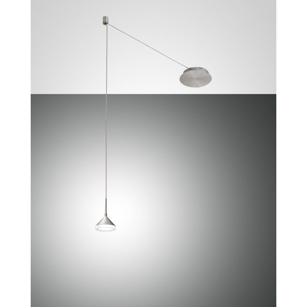 Suspension Fabas Luce Isabella LED Chrome, Nickel mat, 1 lumière main product photo