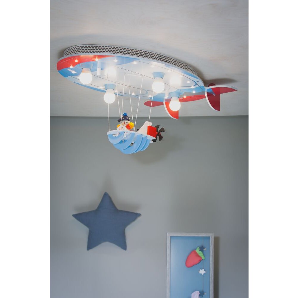 Plafonnier Elobra LUFTSCHIFF Bleu, Rouge, 4 lumières main product photo