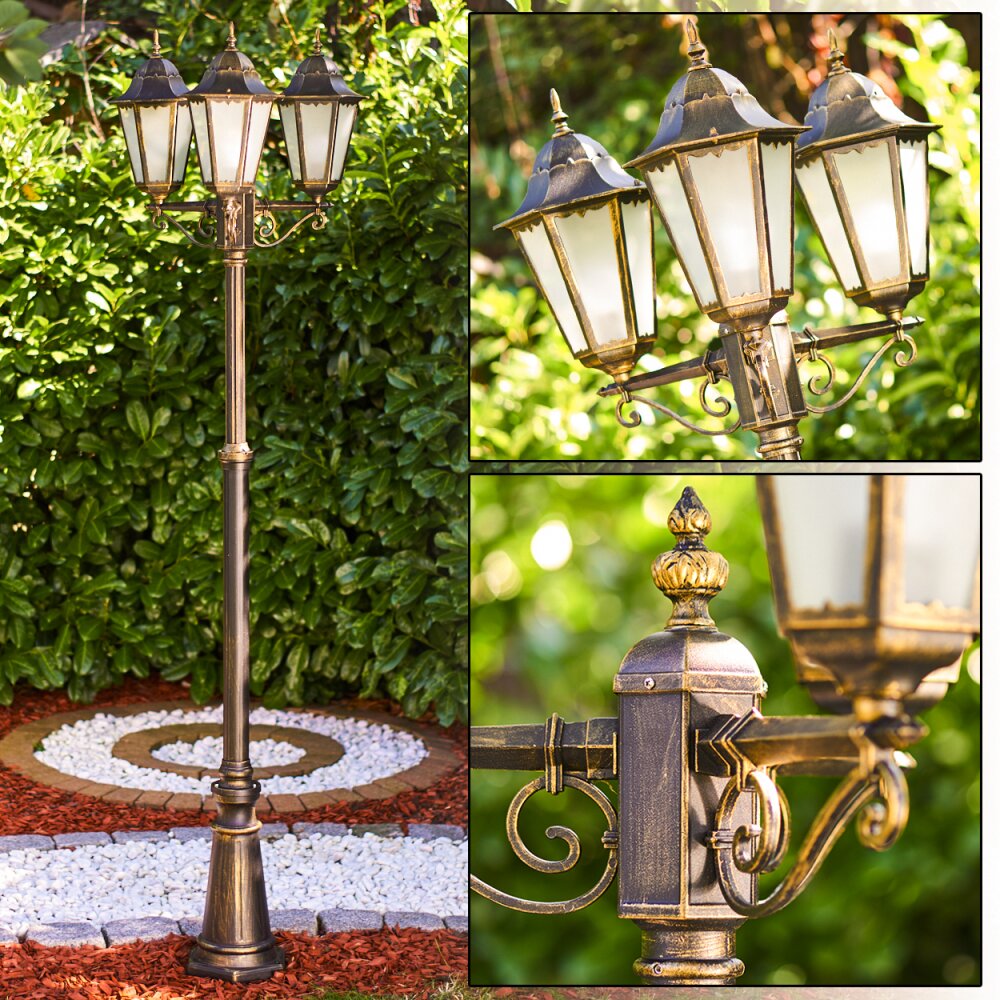 Réverbère Hongkong Frost Brun doré, 3 lumières main product photo