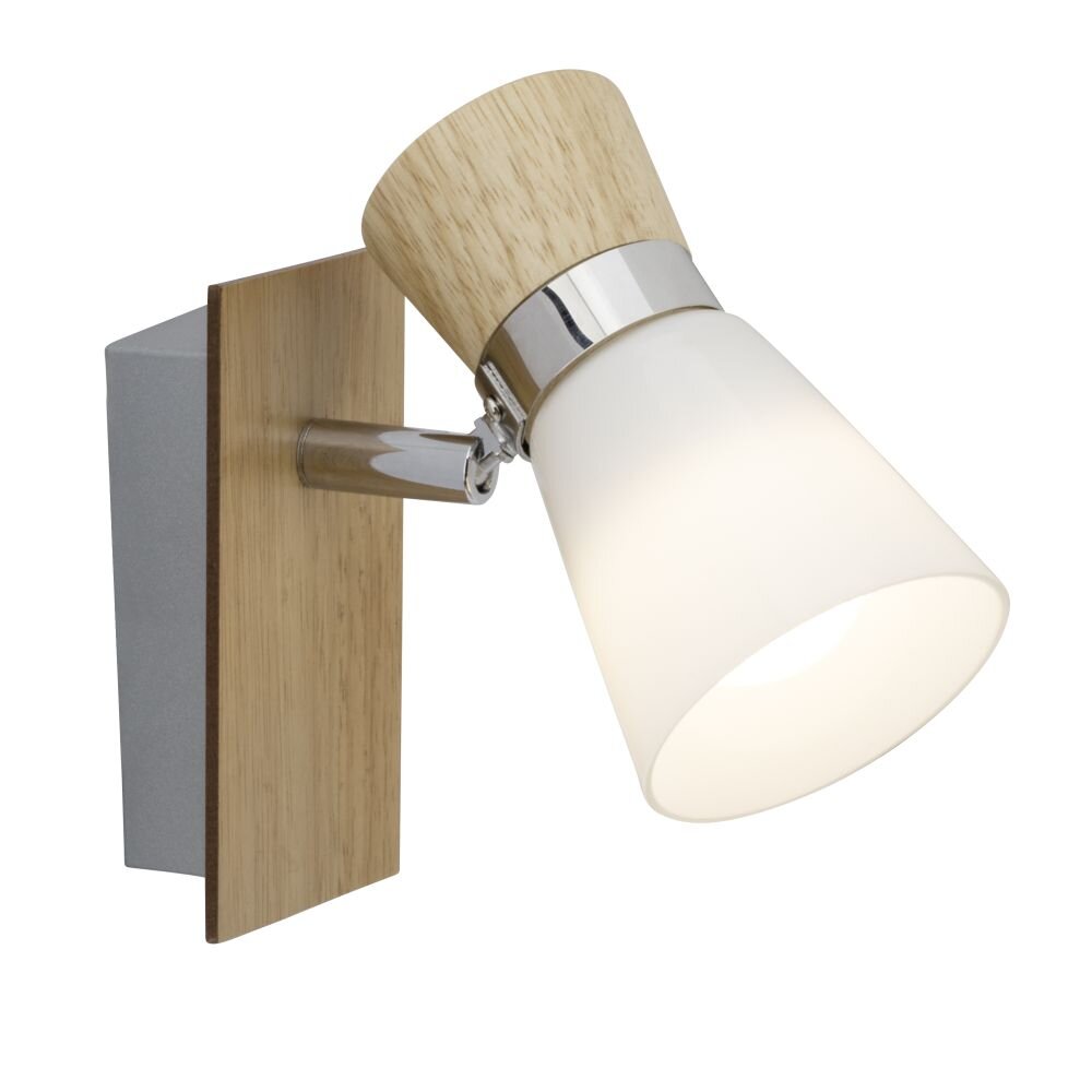 Applique murale Brilliant Nacolla Chrome, Bois clair, 1 lumière main product photo