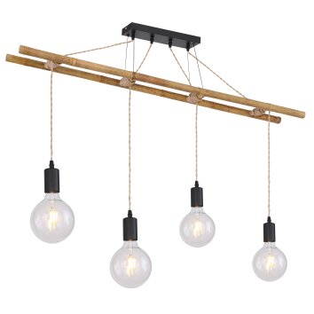 Suspension Globo LIONI Brun, Noir, 4 lumières