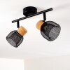 Plafonnier Grongroft Bois clair, Noir, 2 lumières