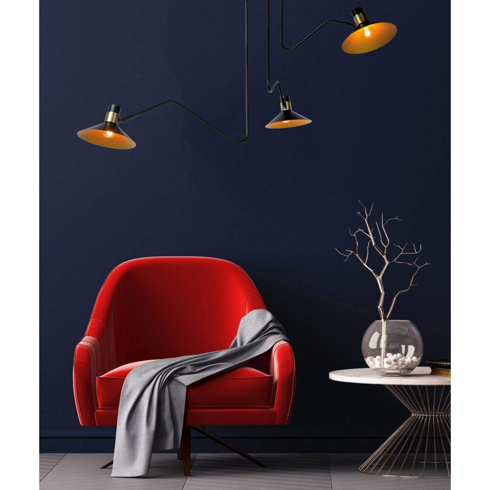 Plafonnier Lucide PEPIJN Noir, 3 lumières main product photo