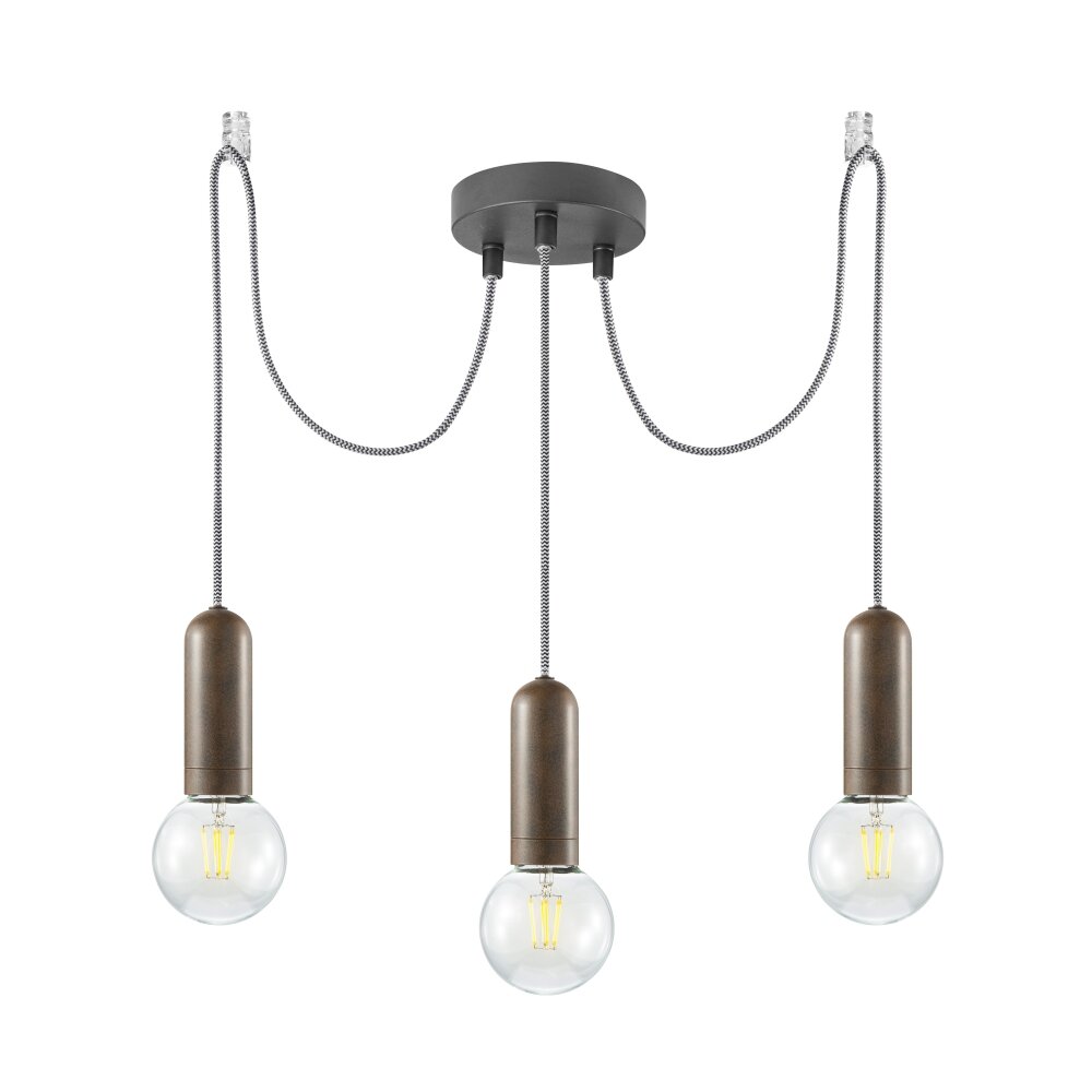 Suspension Leuchten Direkt TURN ME Rouille, 3 lumières main product photo