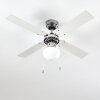 Ventilateur de plafond Valletta Chrome, Argenté, Blanc, 1 lumière