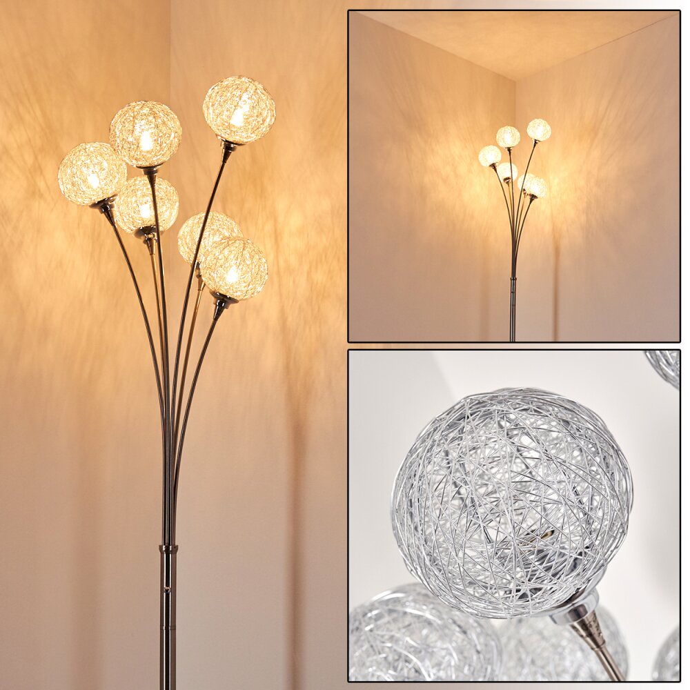 Lampadaire Kitee Chrome, Nickel mat, 6 lumières main product photo