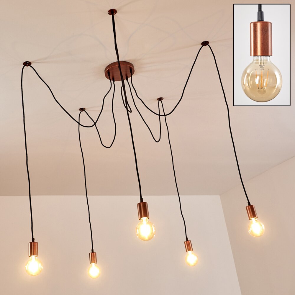 Suspension Tenna Cuivre, Noir, 5 lumières main product photo