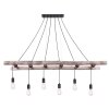 Suspension Globo IRMGARD Bois clair, Noir, 6 lumières