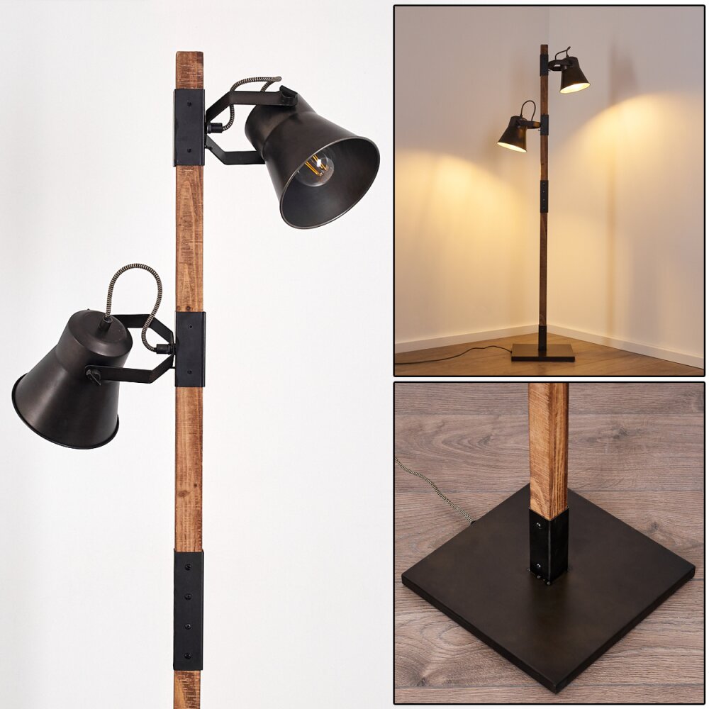 Lampadaire Oksbol Brun foncé, Gris, Acier brossé, 2 lumières main product photo
