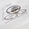Plafonnier Volonne LED Acier inoxydable, Argenté, 3 lumières