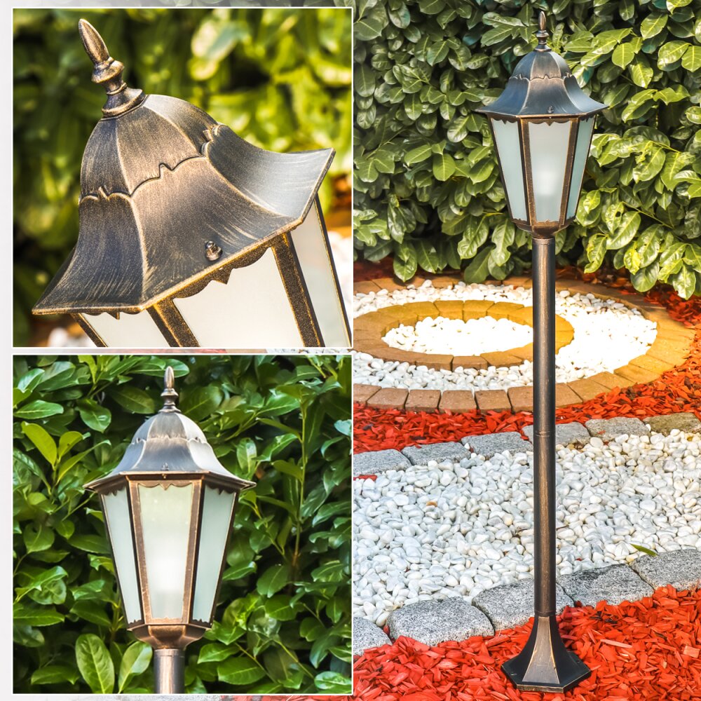 Lampadaire d'extérieur Hongkong Frost Brun doré, 1 lumière main product photo