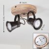 Plafonnier Skodsbol Anthracite, Bois clair, 2 lumières