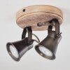 Plafonnier Skodsbol Anthracite, Bois clair, 2 lumières