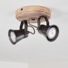 Plafonnier Skodsbol Anthracite, Bois clair, 2 lumières