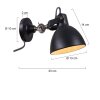 Applique murale Steinhauer Mexlite Noir, 1 lumière