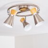 Plafonnier Pulau Bois clair, Nickel mat, 3 lumières