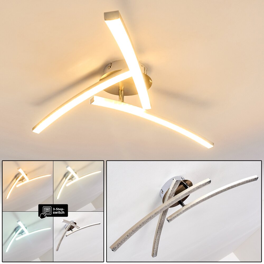 Plafonnier Tusula LED Acier inoxydable, 3 lumières main product photo