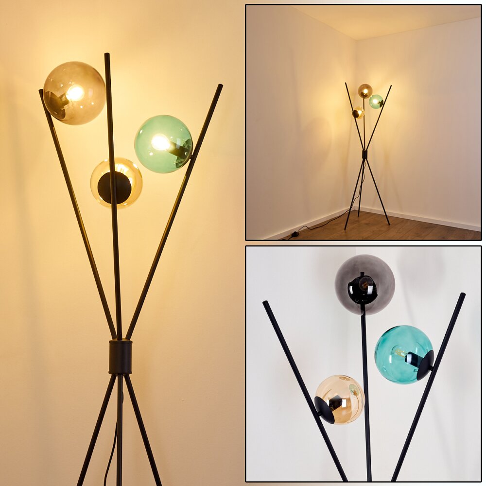 Lampadaire Iroquois Multicolore, Noir, 3 lumières main product photo