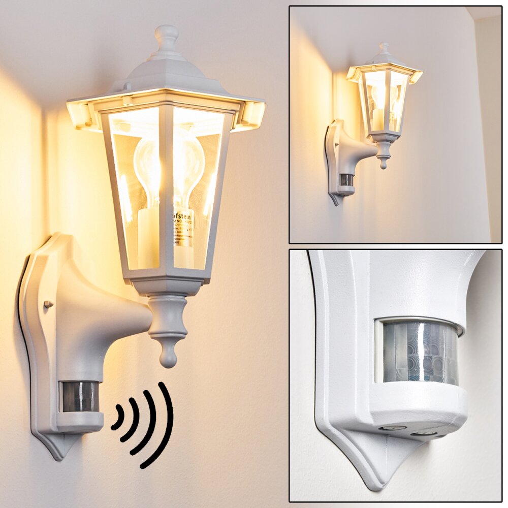 Applique murale d'extérieur Loria Blanc, 1 lumière, Détecteur de mouvement main product photo