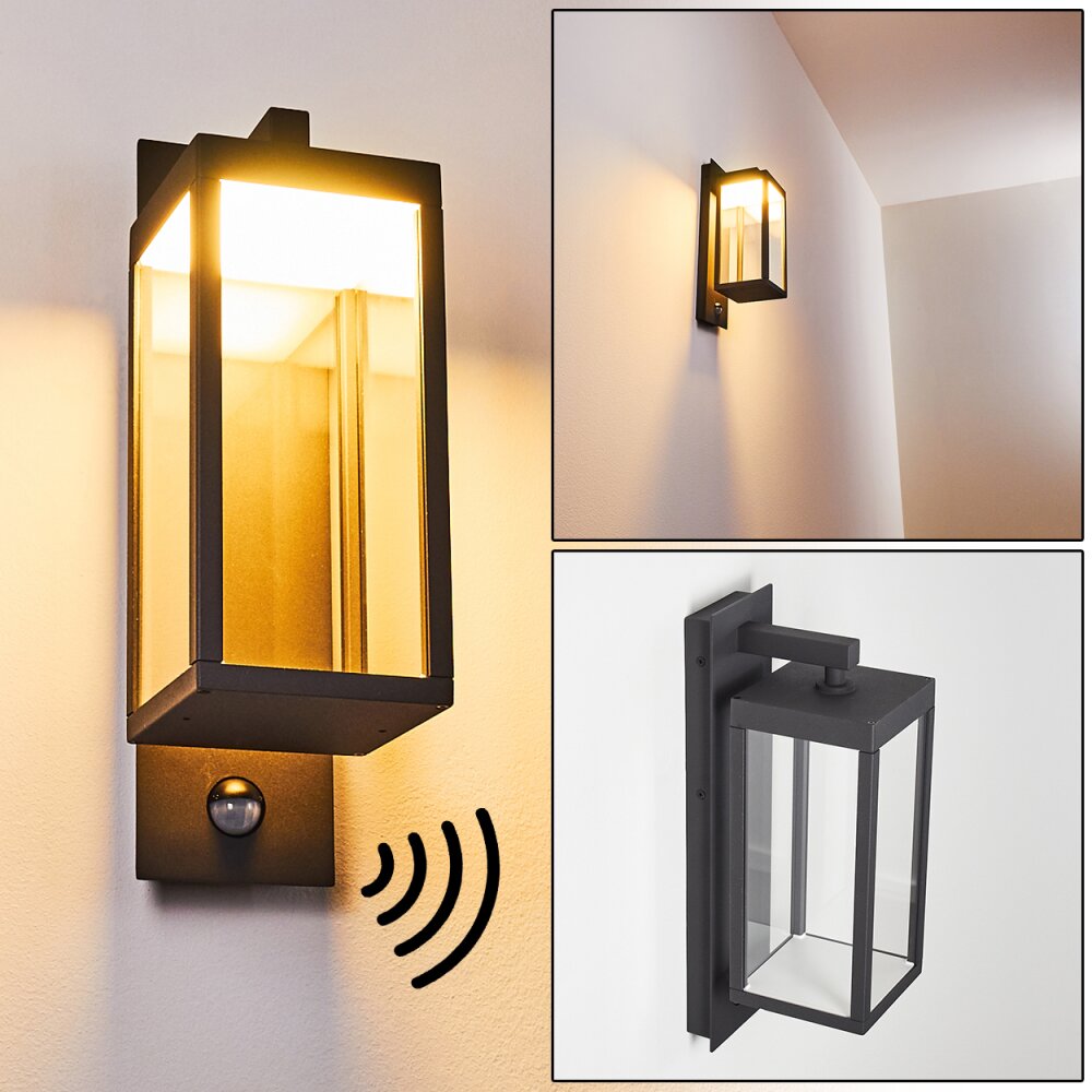 Applique murale d'extérieur Faroer LED Anthracite, 1 lumière, Détecteur de mouvement main product photo