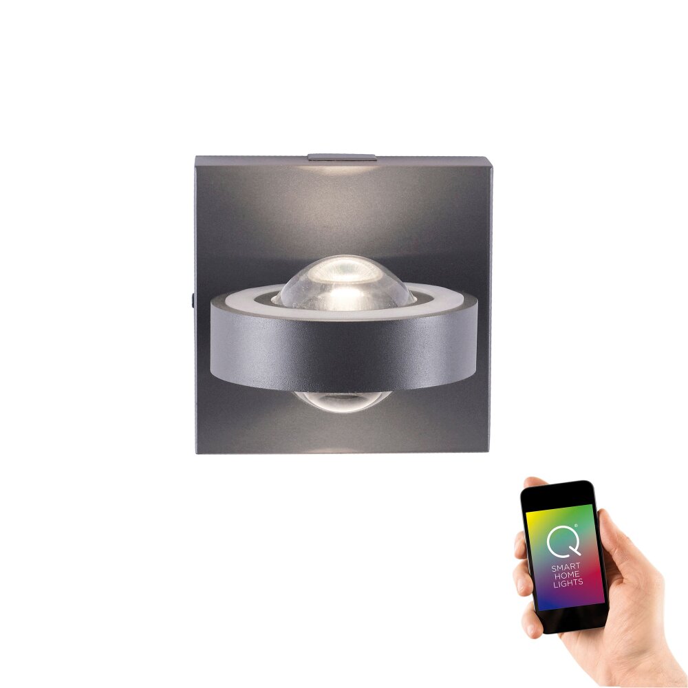 Applique murale Paul Neuhaus Q-MIA LED Anthracite, 2 lumières, Télécommandes main product photo