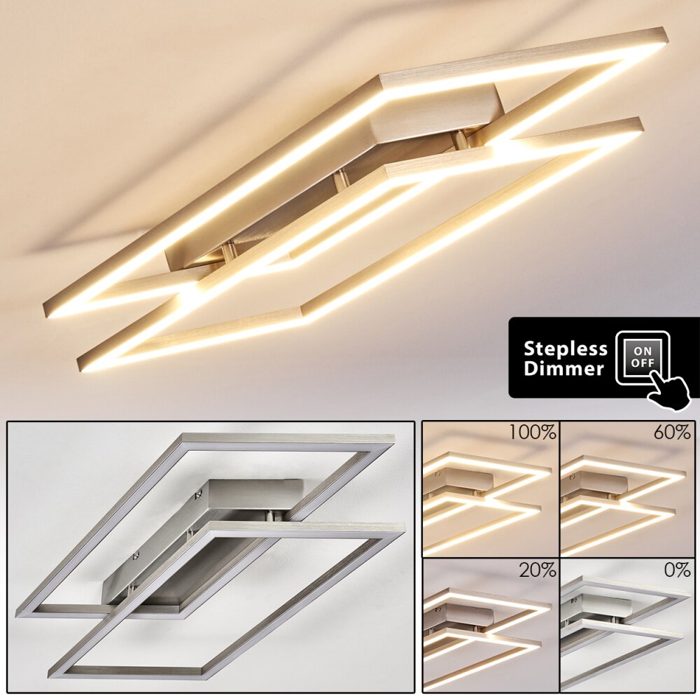 Plafonnier Veyrier LED Acier brossé, 2 lumières main product photo
