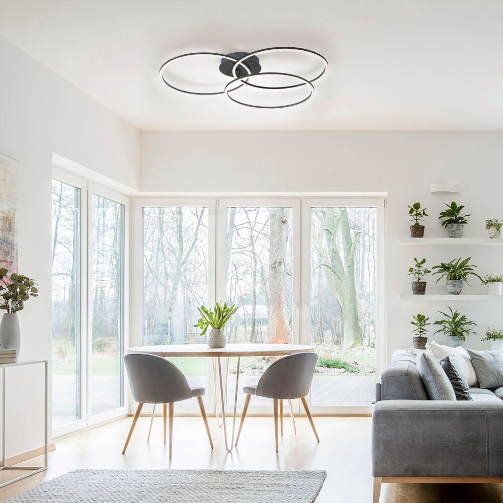 Plafonnier Leuchten-Direkt IVANKA LED Noir, 3 lumières main product photo