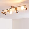 Plafonnier Pulau Bois clair, Nickel mat, 4 lumières