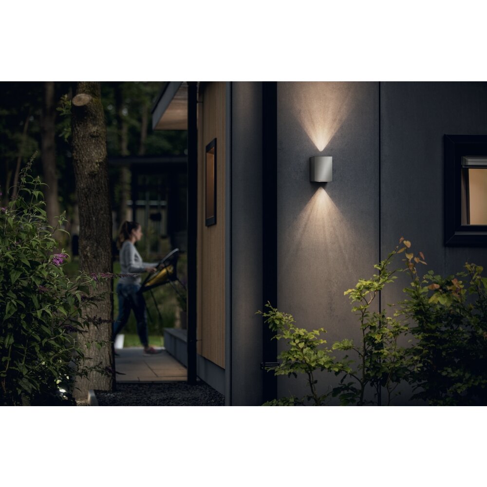 Applique murale d'extérieur Philips Cistus LED Acier inoxydable, 2 lumières main product photo