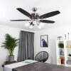 Ventilateur de plafond Irving Chrome, Gris, Bois clair, 5 lumières