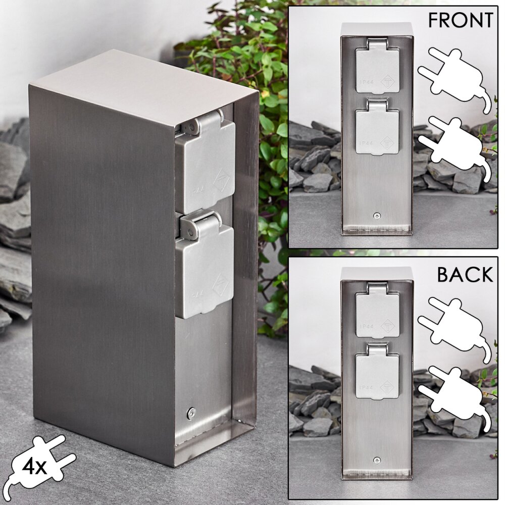 Abilene Prises électriques d\'extérieur Acier inoxydable, Gris main product photo
