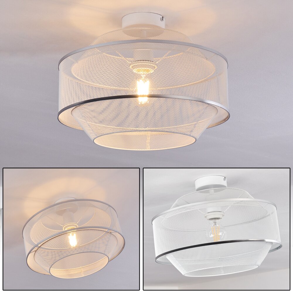 Plafonnier Limassol Chrome, Blanc, 1 lumière main product photo