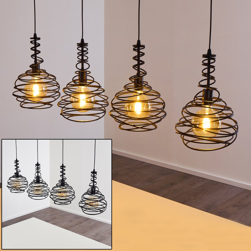 Suspension Walterswald Noir, 4 lumières main product photo