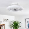 Ventilateur de plafond Piraeus LED Titane, Blanc, 1 lumière, Télécommandes